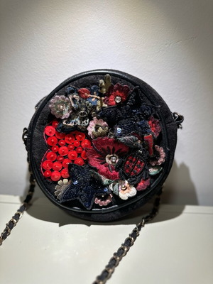 Black crossbody bag with embroidery like new