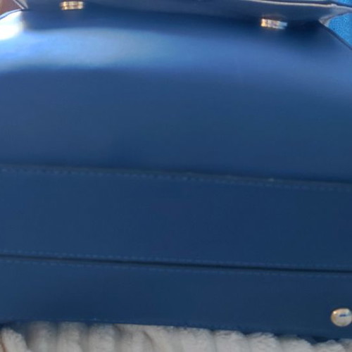 Backpack bag used, blue, light blue and white with gold details