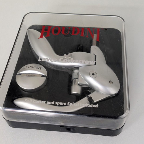 Houdini Lever Corkscrew Set with Foil Cutter and Spare Spiral, New
