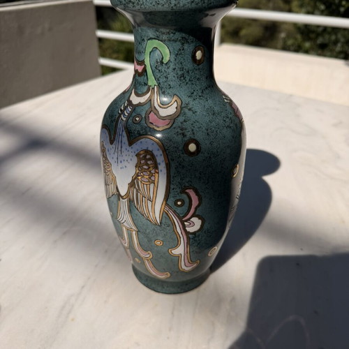 Vintage Chinese porcelain vase with phoenix and peonies, like new