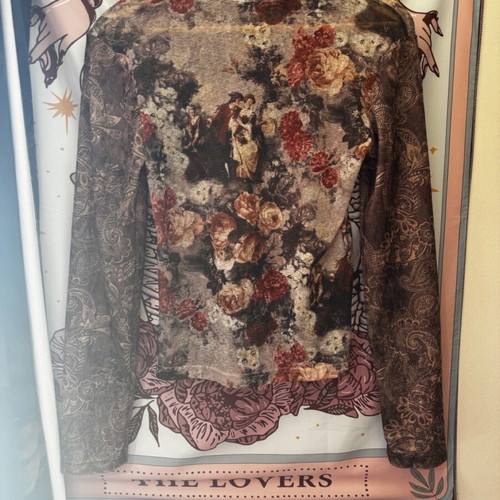 Y2K see through top with velvet sleeves size S like new