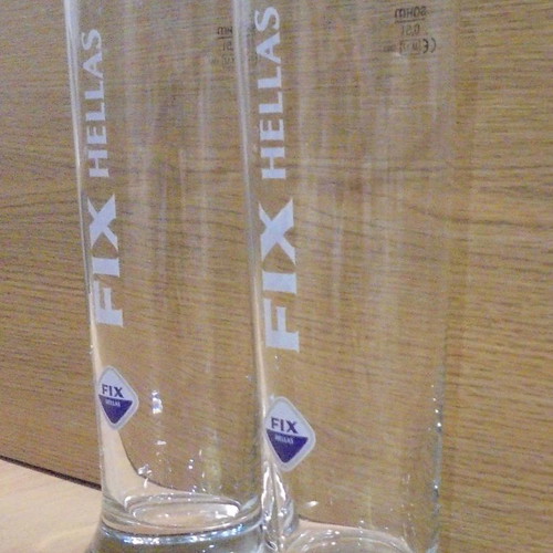 Fix Hellas beer set of 2 used promotional glasses 0.5lt