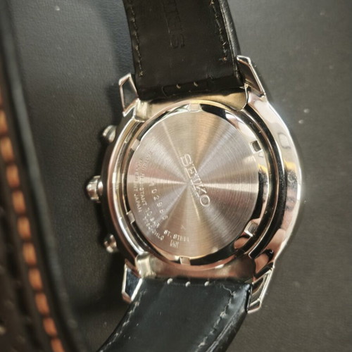 Seiko Alarm Chronograph SNAB59P1 wristwatch, NOS with box
