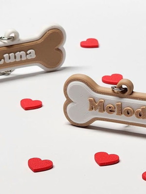 Dog Bone Keychain Personalized 3D Printed New