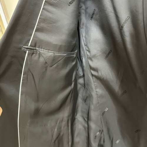 Lagerfeld black shiny suit new, size XL