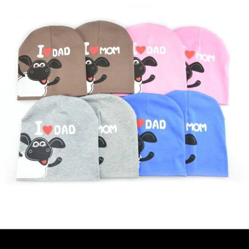 Cotton baby beanie hats with graphic prints