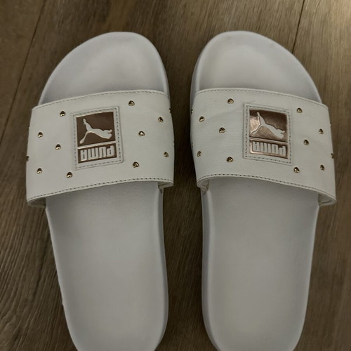 Puma slippers with pink gold studs size 38