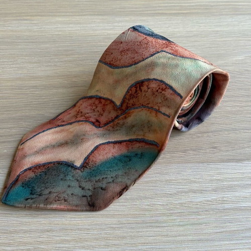 Handmade tie new from 100% pure silk with painted designs