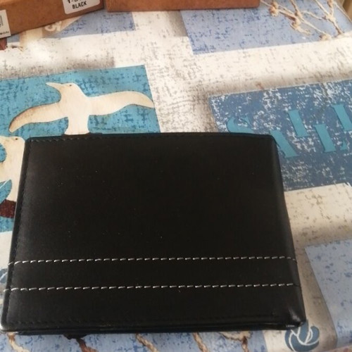 Lavor leather men's wallet new, black with box