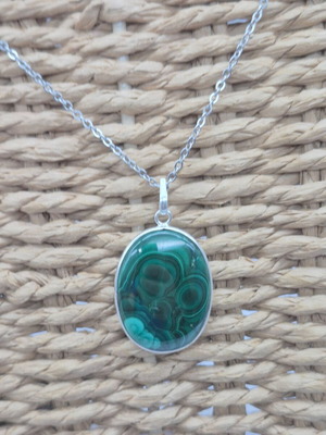Malachite Crystal Silver 925 Necklace new