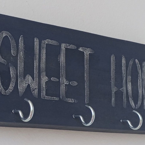 Wooden key holder Sweet Home new, 25x9 cm, 4 hooks