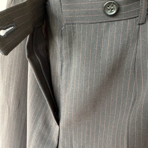 Lisa Dean wool pants M/L like new, grey-brown with stripes