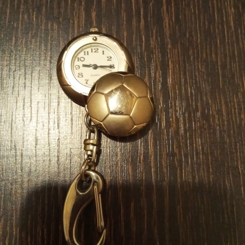 Keychain watch with openable football cover