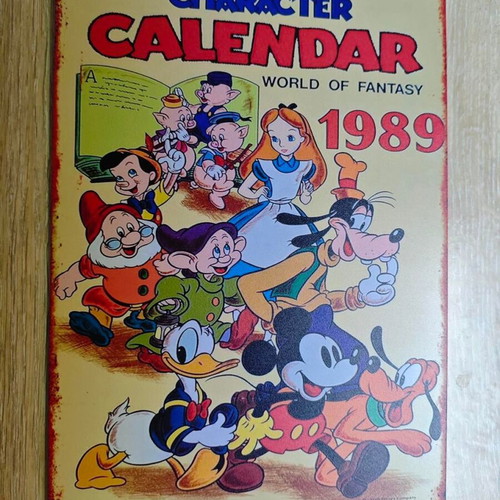 Walt Disney Metal Sign 1989 like new, vintage decorative calendar