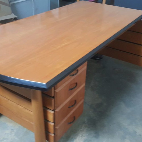 Executive desk set used, solid cherry wood