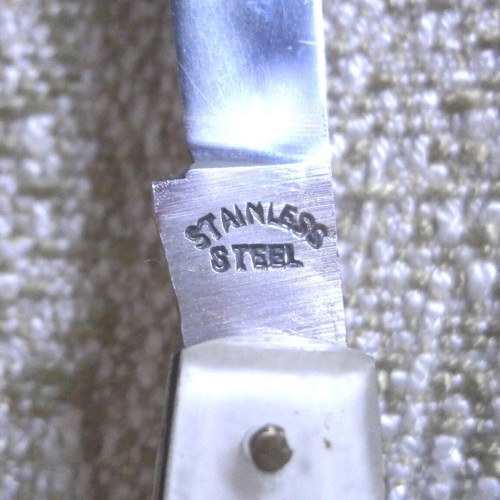 Folding Knife with Enameled Handle and Nude Figure, Stainless Steel Blade, 1960s