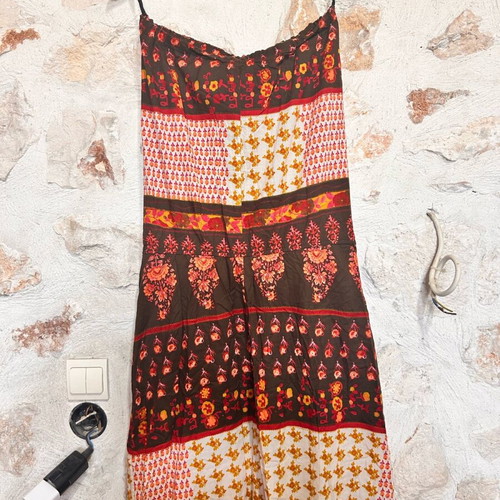Helmi Strapless Maxi Dress used, size 44, red orange
