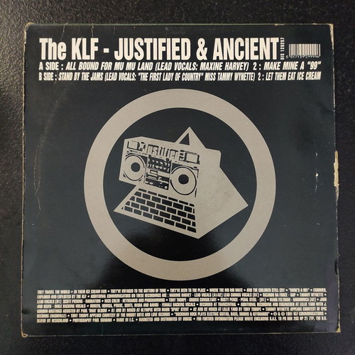 The KLF Justified & Ancient 12″ Maxi Single vinyl used, Benelux 1991 pressing
