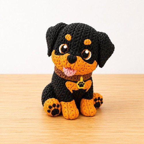 Rottweiler crochet-style 3D printed dog figure