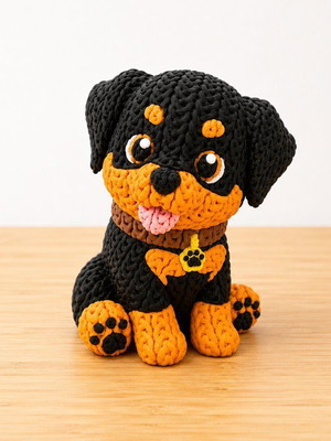 Rottweiler crochet-style 3D printed dog figure