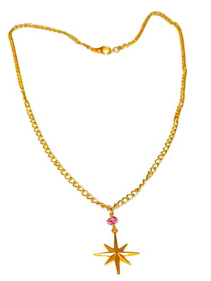 Handmade necklace The Star of Bethlehem with stainless chain and red crystal, new