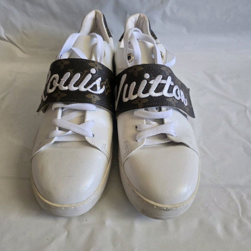 Louis Vuitton sneakers white leather and monogram canvas strap, like new