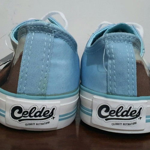 Celdes sneakers new, size 37, blue with artistic design