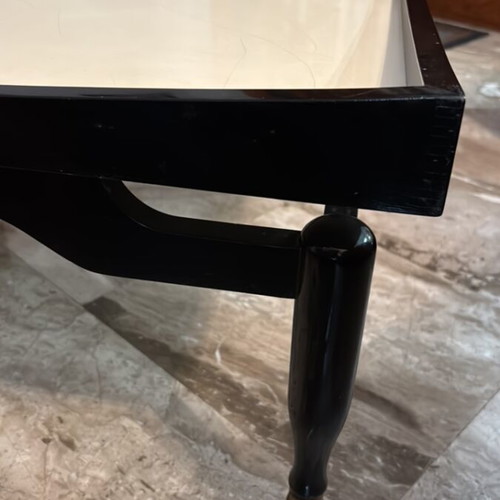 Antique black and white lacquered coffee table