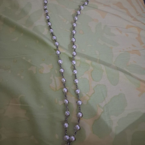 MAB London vintage pendant watch with long pearl necklace