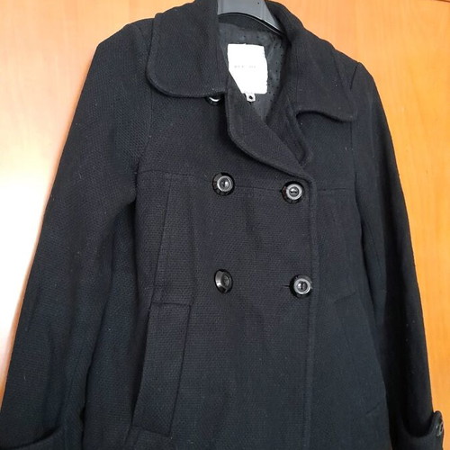 Bershka pea coat used, black, size S