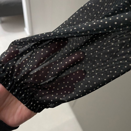 Black polka dot dress with transparent sleeves like new, size XS