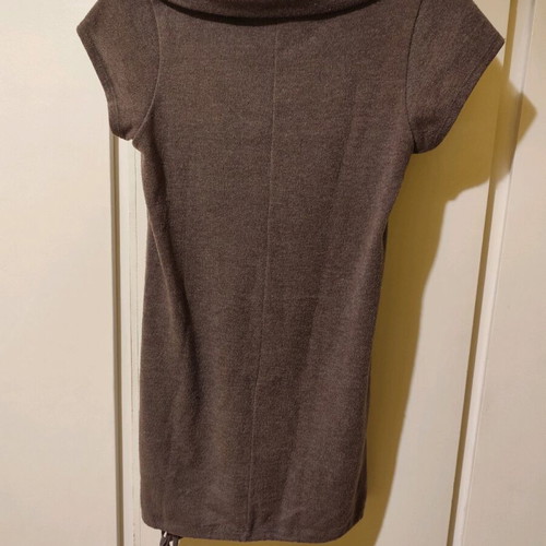 Brown short-sleeve blouse dress Large like new