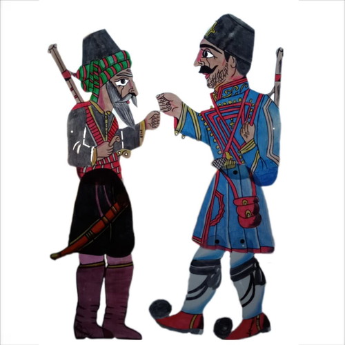 Karatasos and Kostas Garefis shadow puppets used, 80cm height