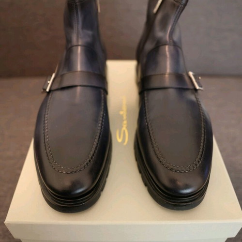 Santoni blue calf leather boots new