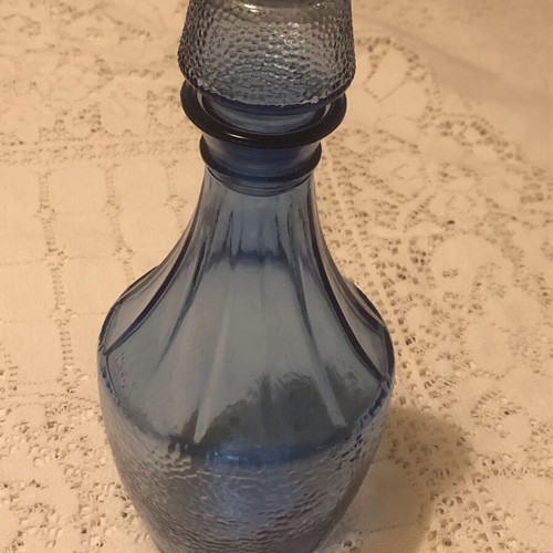 Vintage Italian Empoli Blue Cobalt Glass Liqueur Decanter like new
