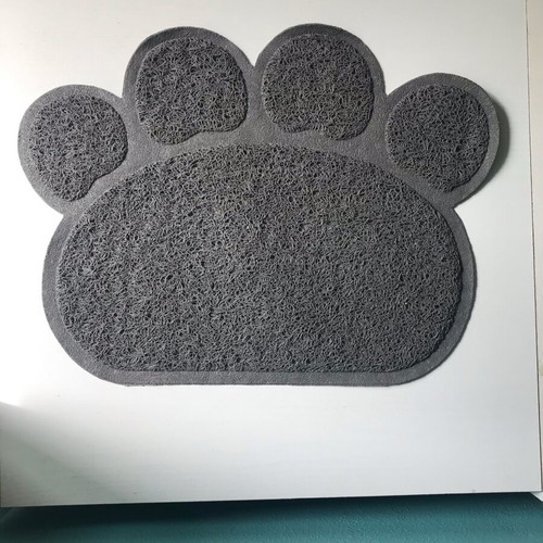 Pet mat in paw shape gray like new