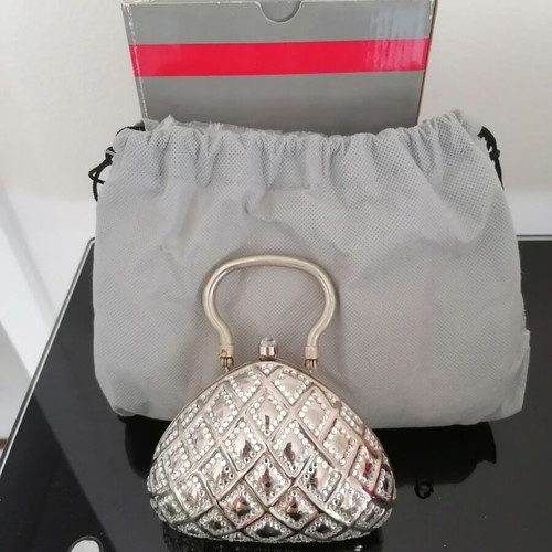 Sofronas Silver Crossbody Bag New with Velvet Lining and Case