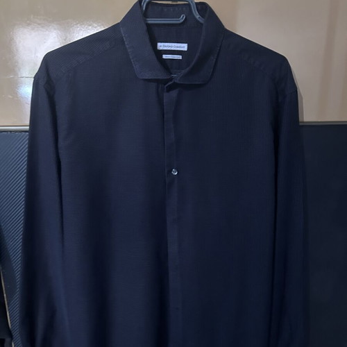 Oxford Company men's dress shirt L, black with dots