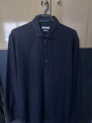Oxford Company men's dress shirt L, black with dots