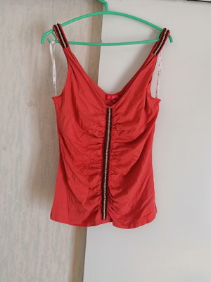 Vintage coral sleeveless top with beads Rene Derhy used