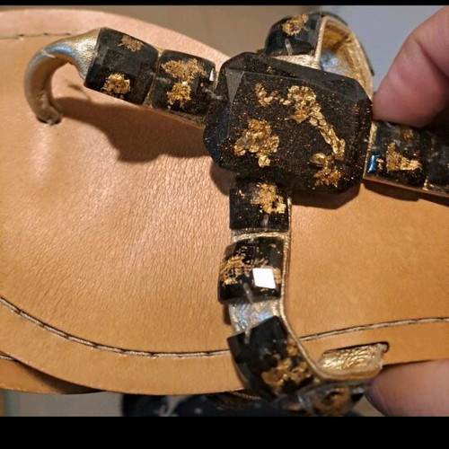 Diane von Fürstenberg sandals used, black and gold