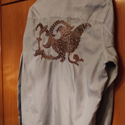 Shirt new size M with embroidery on back blue