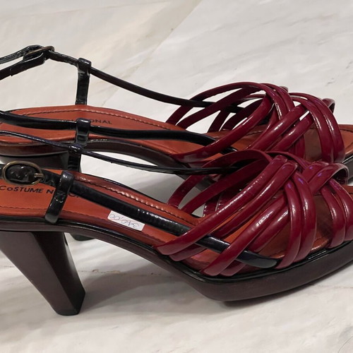 Costume National Wooden Heel Sandals like new, size 39, black and burgundy