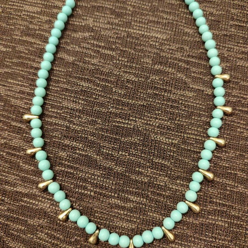 Silver necklace new with turquoise stones and gold details summer style