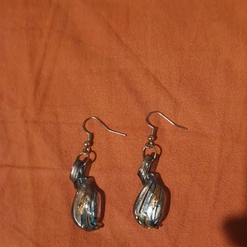 Murano glass necklace and earrings set new, blue