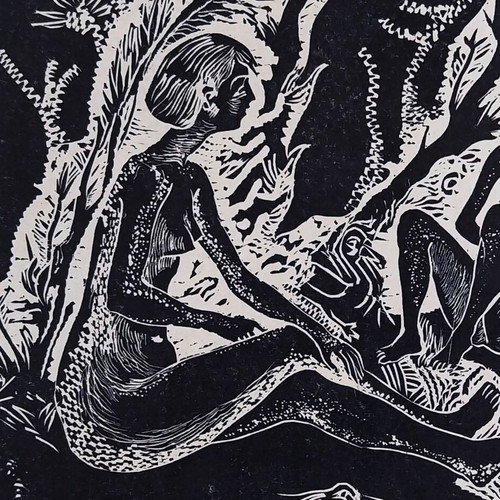 Linocut Spring Girls like new