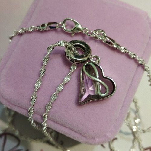 Silver chain necklace with silver heart pendant 925 new