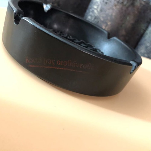 Vintage Black Ashtray with Chain Detail used