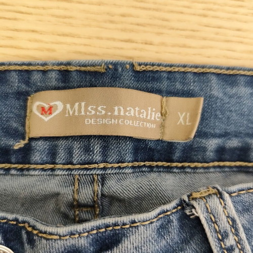 Miss Natalie Y2K capri denim bermuda distressed, light wash, XL