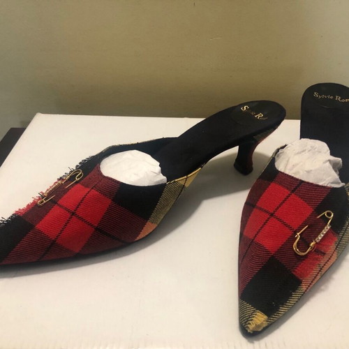Sylvie Rost checkered evening slippers, size 40
